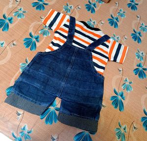 Cute Baby Overalls Dungree Set