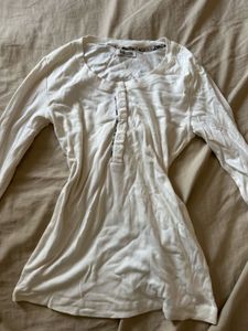 Classic White Long Sleeve Henley Top