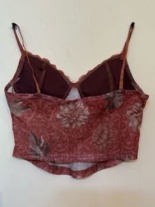 Floral Lace Trim Corset Top