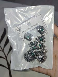Green Stone Jhumka Earrings ☺️