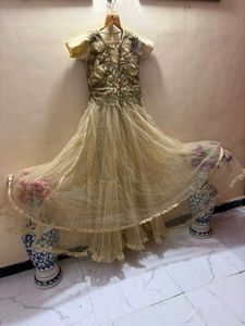 heavy Gold Partywear Ball Gown for tall divas