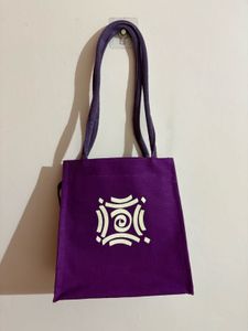 Purple Tote Bag with Decorative Print
