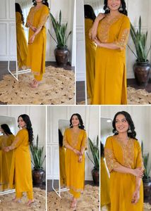 Yellow Kurta Set with Embroidery