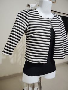 Set of two Striped Cropped Jacket And sleeve top