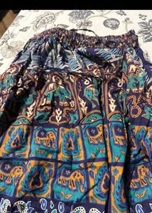 Boho Elephant Print Blue Skirt