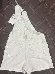Zara White Denim Overalls