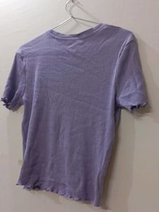 Lavender Ribbed Lettuce Hem Top