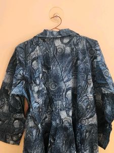 Elegant Blue Printed Ethnic Gown