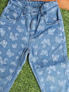 Cute Butterfly &amp; Floral Jeans Set