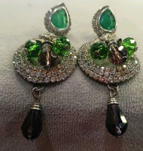 Elegant Green Stone Dangle Earrings With Free 🎁