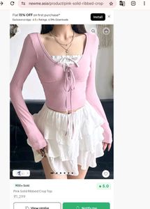 Pink Solid Ribbed Crop Top