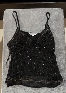 Black Beaded Camisole Top