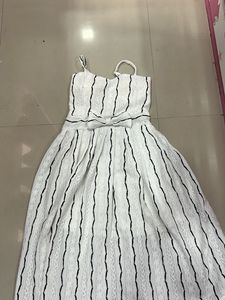 Striped Lace Dress with Bow