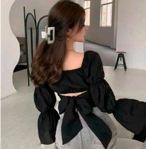 Trendy Black Backless Tie-Up Top | Small Size |