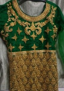 Exquisite Green & Gold Embroidered Lehenga Choli