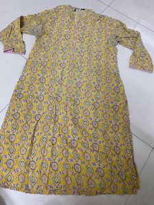 Yellow Printed Kurta