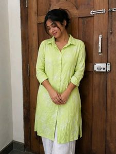 Lime Green Printed Kurta