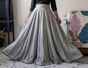 Elegant Grey Flared Skirt
