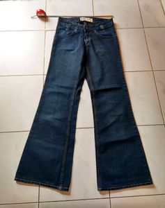 Lee flared Navy Blue jeans low rise