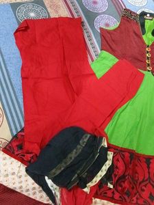 beautiful anarkali gown pant dupatta
