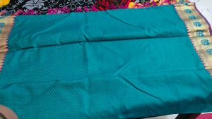 Teal Saree with Peacock Border