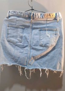 Distressed Denim Mini Skirt