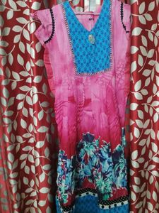Pink Floral Print Kurta
