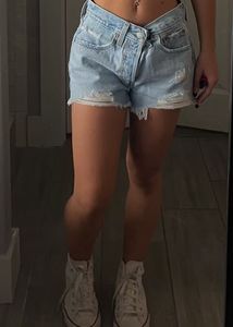 Light Blue Denim Ripped Shorts