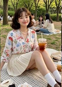 Korean Style Floral Top with Back Tie