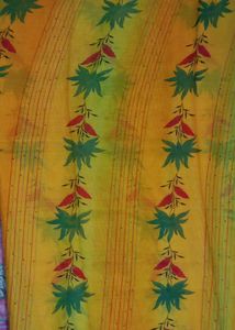 New Yellow Saree With Beautiful Leaf Printing,  Fall Pico Is Not Done And Also It Doesn't Have Blouse Piece.