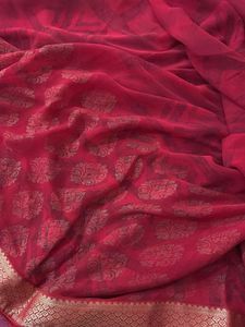 Elegant Red Saree with Golden Border
