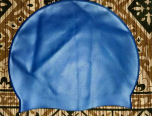 Blue Swim Bottoms with Orange Trim