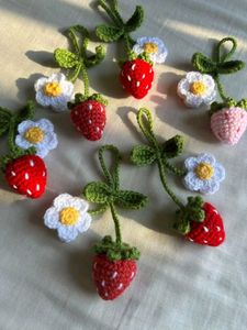 Crochet Strawberry &amp; Flower Charms