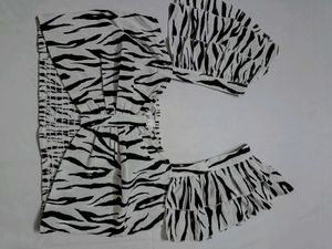 ANI Zebra Print Smocked Ruffle Top