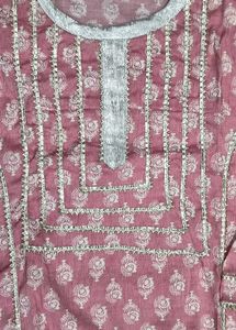 Pink Block Print mirghan Kurta