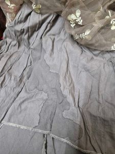 Embroidered Brown Net Skirt- please check marks