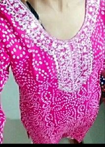 Red Bandhani Print Kurti