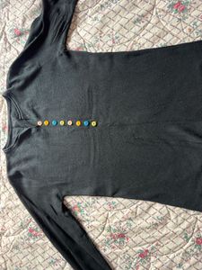 imported🇬🇧Black Long Sleeve Top with Colorful B