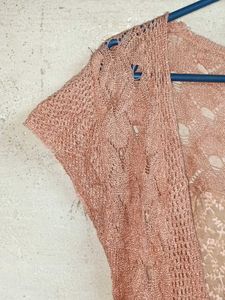 Sheer Pink Lace Shrug Top Sleeveless