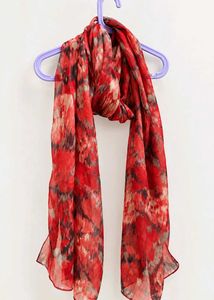Vibrant Red Abstract Print Scarf