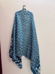 Blue Floral Print Kurta Set with Dupatta