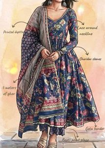 Elegant Floral Print Anarkali Suit