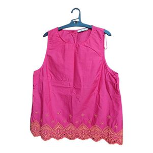 Tu Woman Pink Embroidered Sleeveless Tunic XL