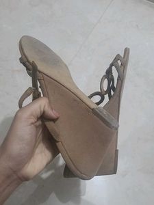 Paris branded Party nude embellished Wedge heels