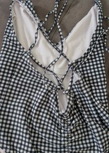 checked backless bodysuit