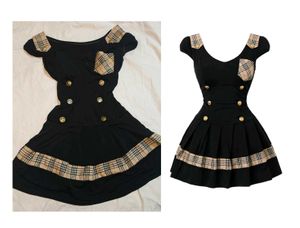Chic Black Dress with Tartan Accents