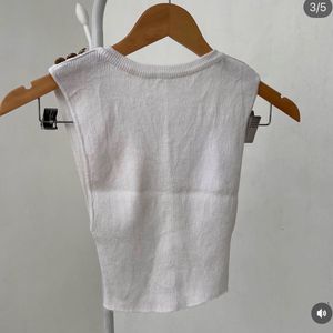 White Knit Top with Lion Head Buttons