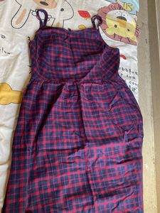 Red Plaid Spaghetti Strap Dress