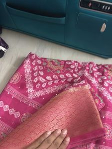 Beautiful Pink Saree with Tassels