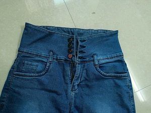 High Waisted Blue Denim Jeans